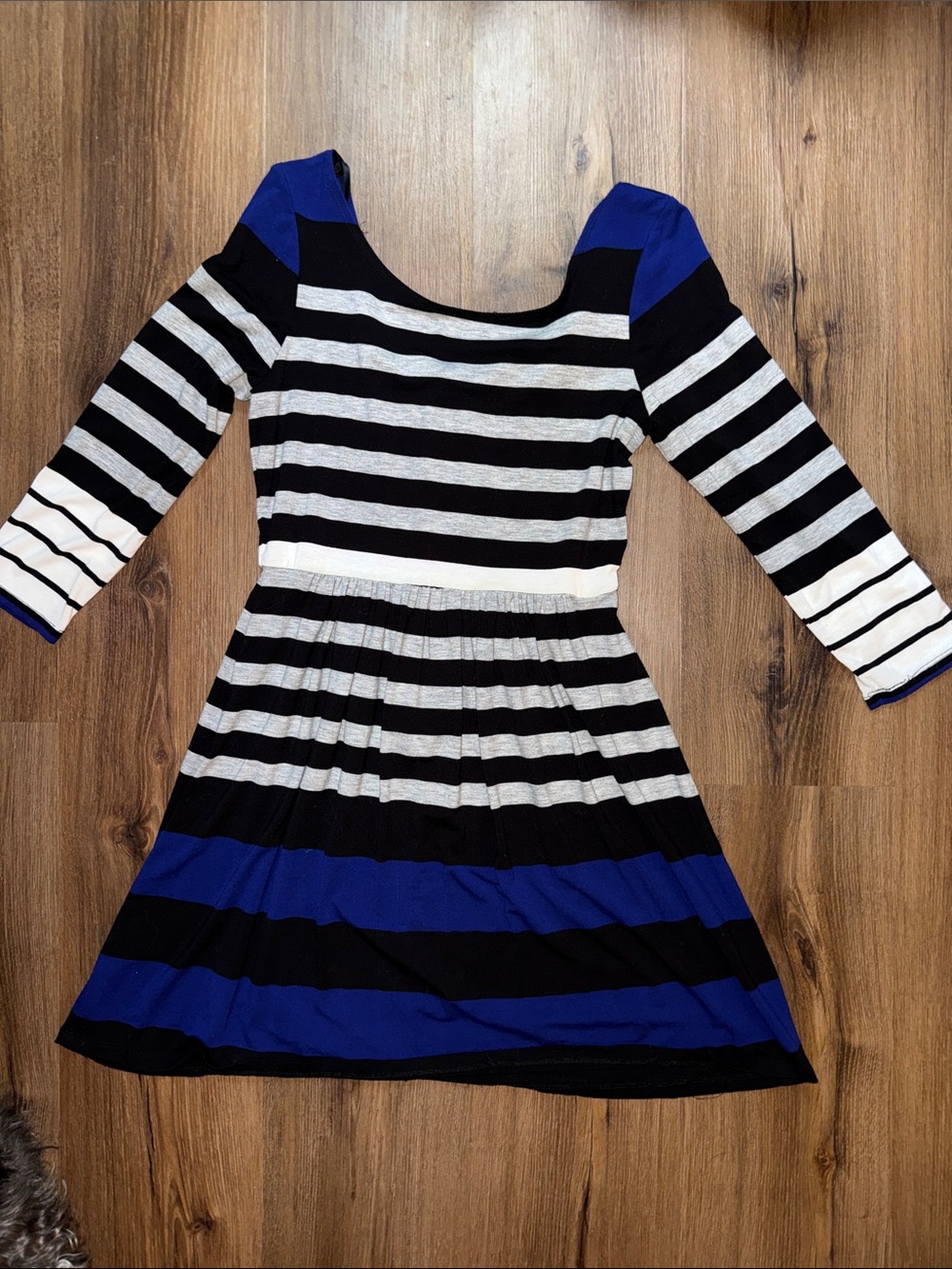 B. Smart Black, White & Blue Striped Top